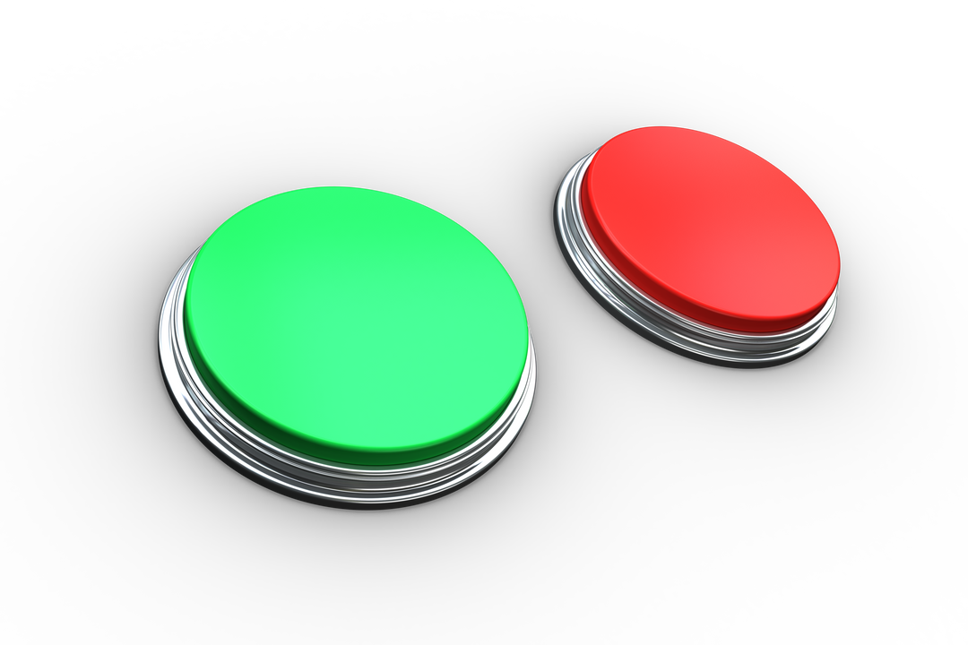 Green and Red Push Buttons with Metallized Base on Transparent Background - Download Free Stock Images Pikwizard.com