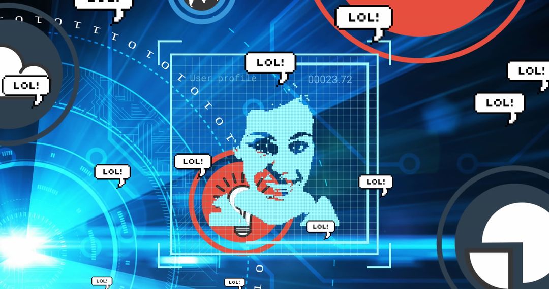 Dynamic Digital Profile and Tech Overlay with Humor Elements