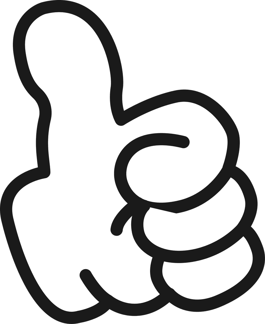 Cartoon Thumbs Up Gesture on Transparent Background