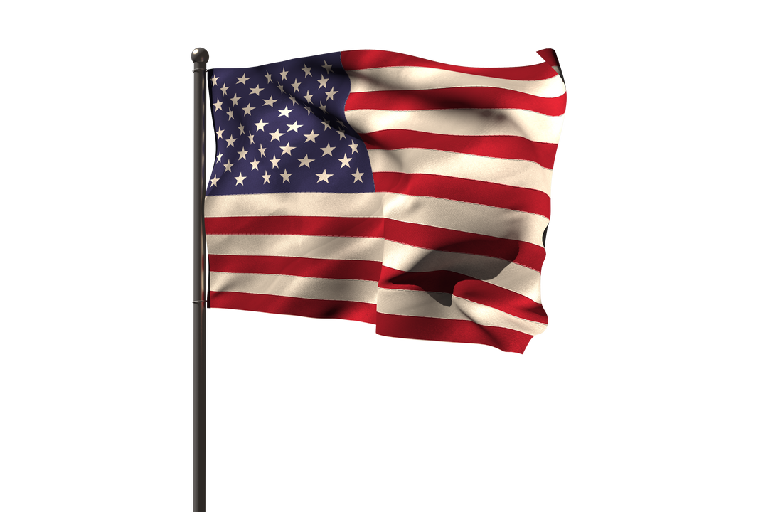 Transparent US Flag Waving on Flagpole Isolated on White - Download Free Stock Images Pikwizard.com