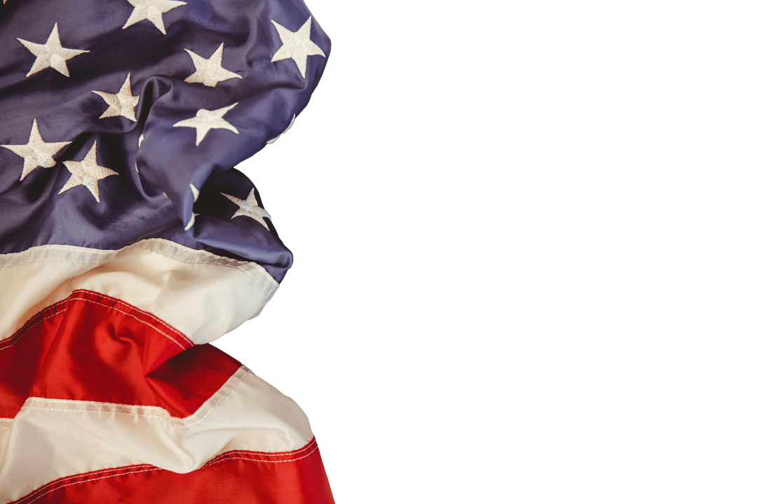 American Flag displayed on Waving Fabric with Transparent Background