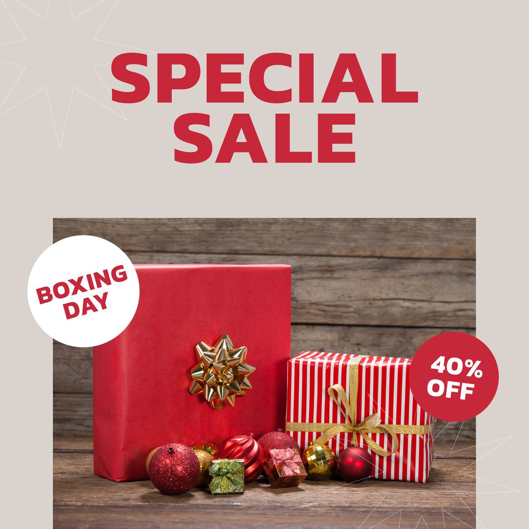Boxing Day Special Sale Promotion with Decorated Gifts