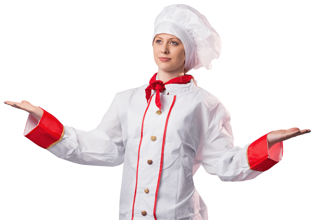 Confident Chef in Traditional Uniform Against Transparent Background
