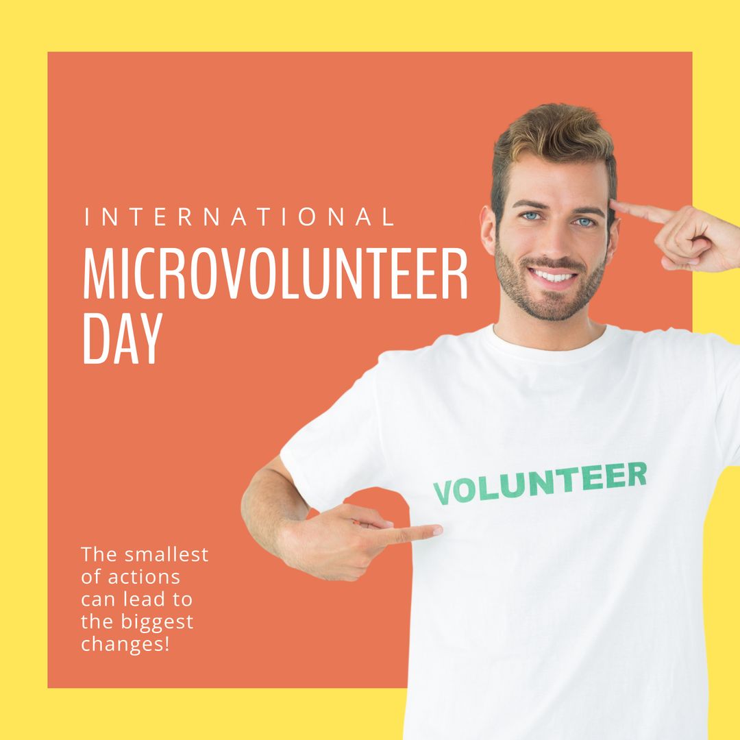 Celebrating International Microvolunteer Day with Enthusiastic Volunteer - Download Free Stock Templates Pikwizard.com