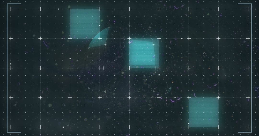 Abstract Holographic Grid with Illuminated Squares on Dark Background