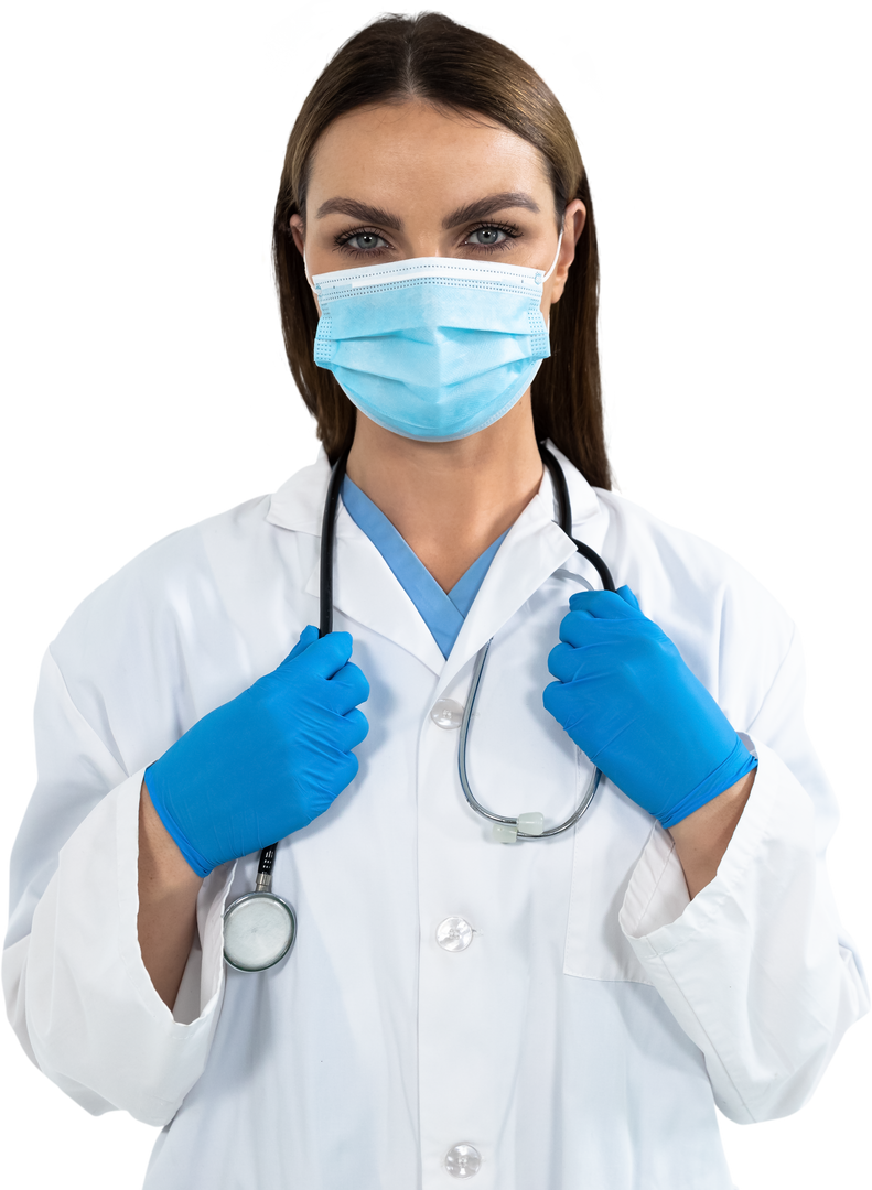 Transparent Female Doctor with Mask and Gloves Holding Stethoscope - Download Free Stock Images Pikwizard.com