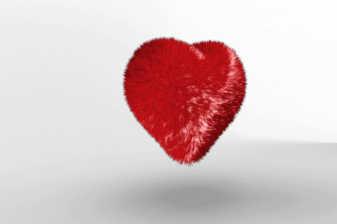 Fuzzy Red Heart Illustration on Transparent Background