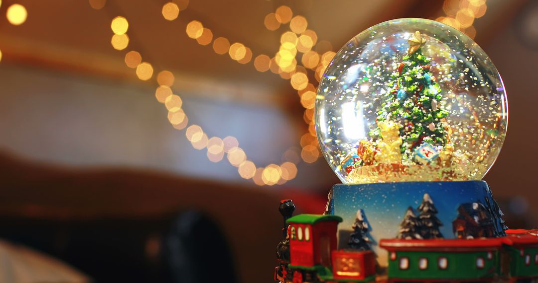 A snow globe featuring a train set captures the holiday spirit and serves as a cherished keepsake. - Free Images, Stock Photos and Pictures on Pikwizard.com