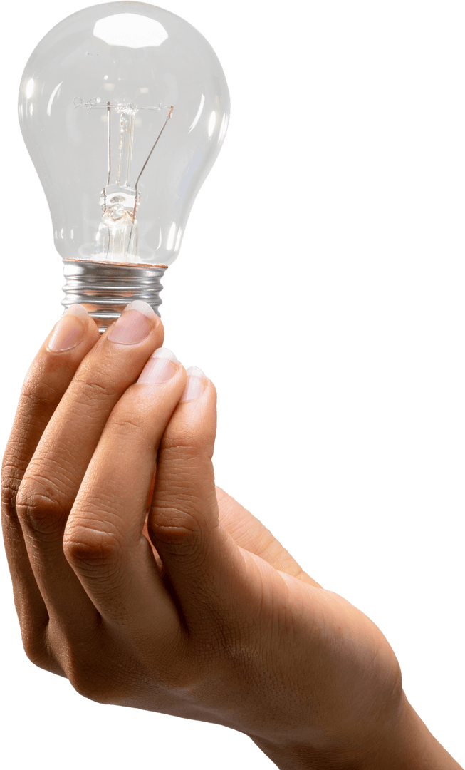 Transparent Lightbulb Held by Hand for Inspiration and Ideas Concept