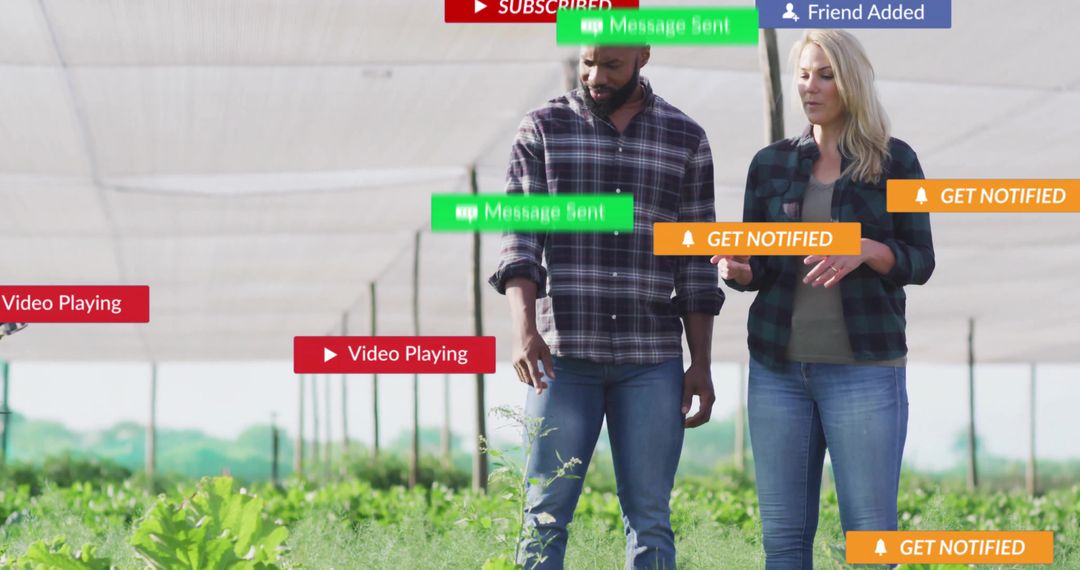 Farmers Engaging with Technology in Modern Farming Environment