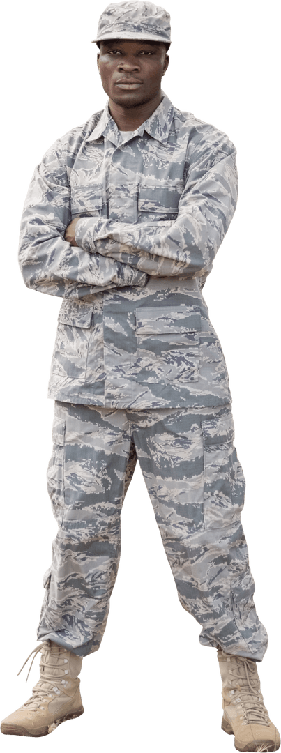 Confident Military Soldier with Crossed Arms - Transparent Background