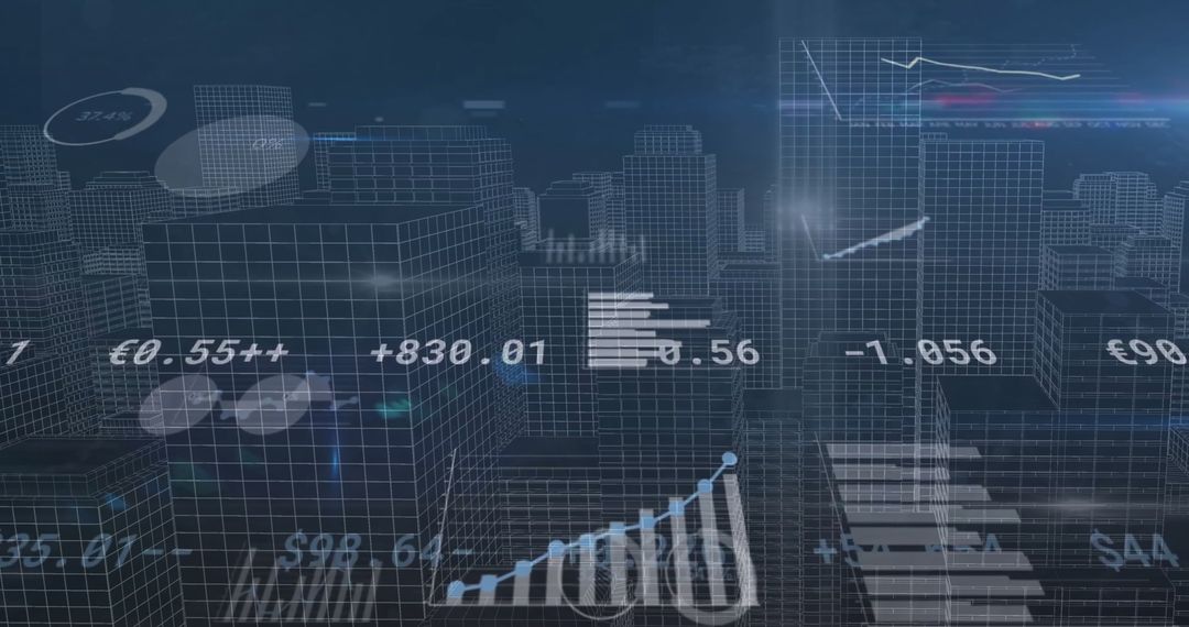Digital Financial Data Processing Over Futuristic Cityscape