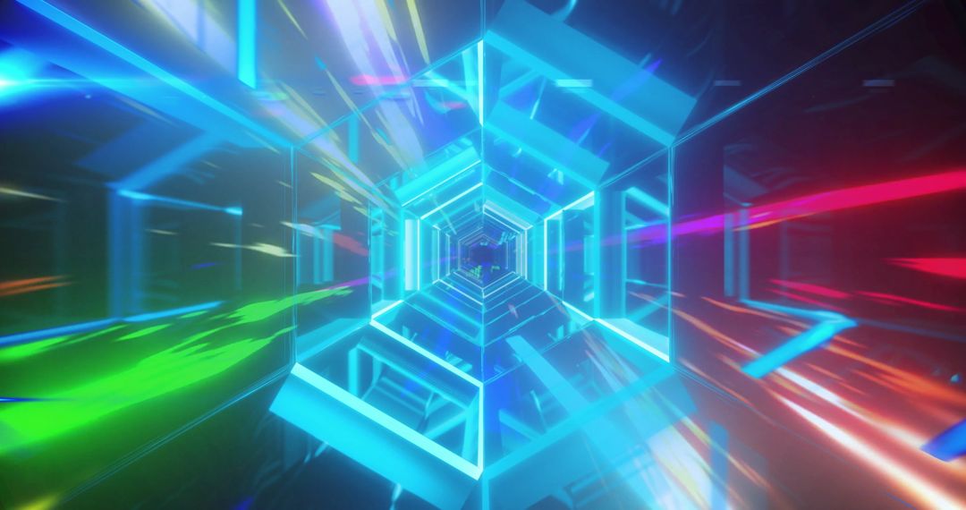 Futuristic Neon Tunnel with Dynamic Light Streaks
