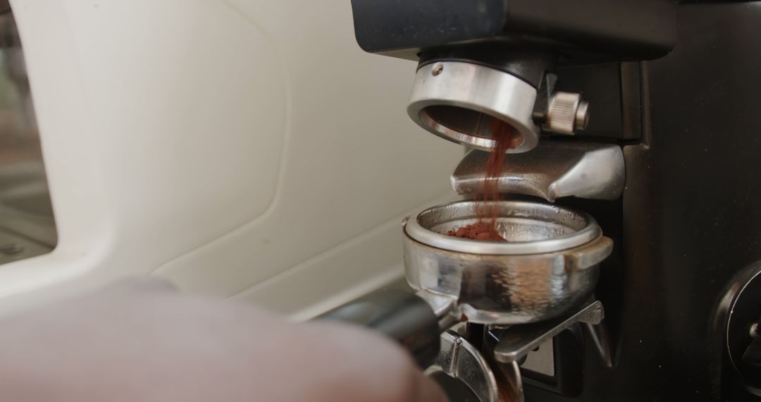 Close-up of Barista Making Espresso Using Coffee Machine - Free Images, Stock Photos and Pictures on Pikwizard.com