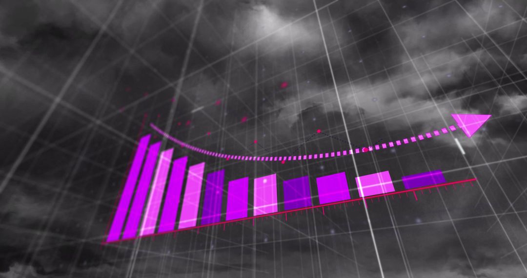 Abstract 3D Graph on Digital Grid with Dramatic Background