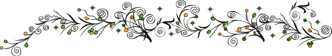 Elegant Vine Motif Border with Leaves and Berries, Transparent Background