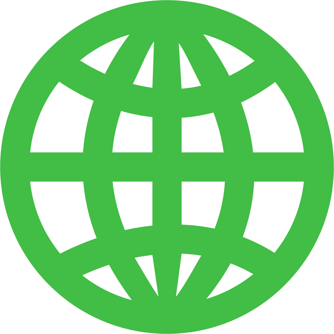Green Globe Symbol on Transparent Background