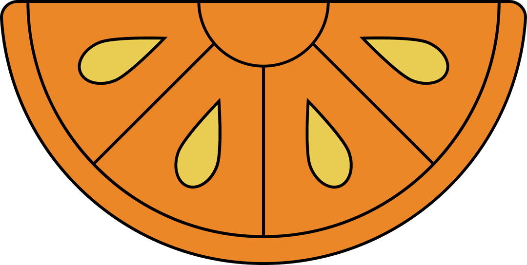 Flat Design Half Orange Slice on Transparent Background