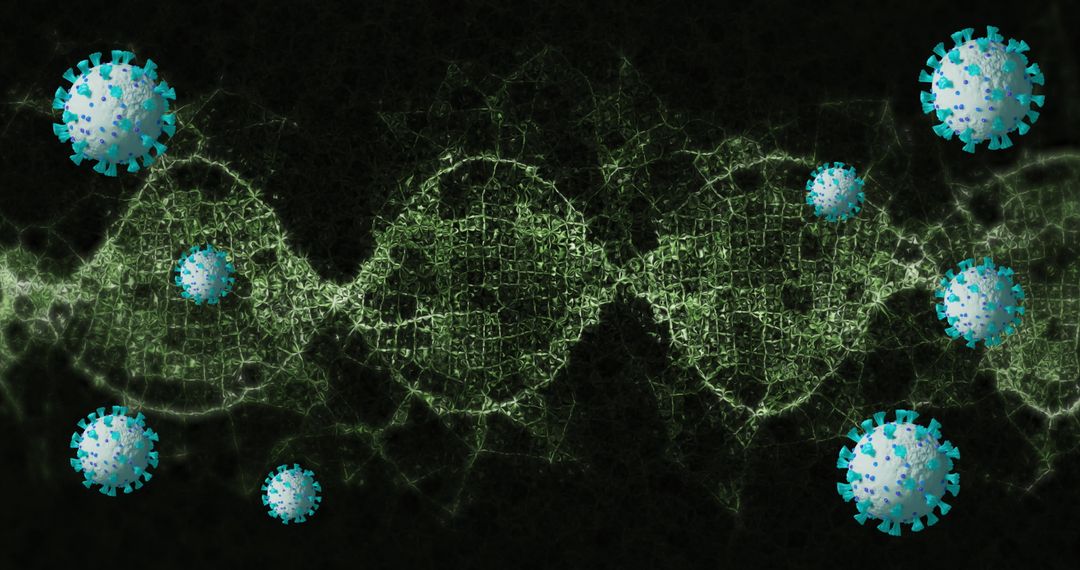 COVID-19 Virus Cells Interacting with Spinning DNA Strand Concept
