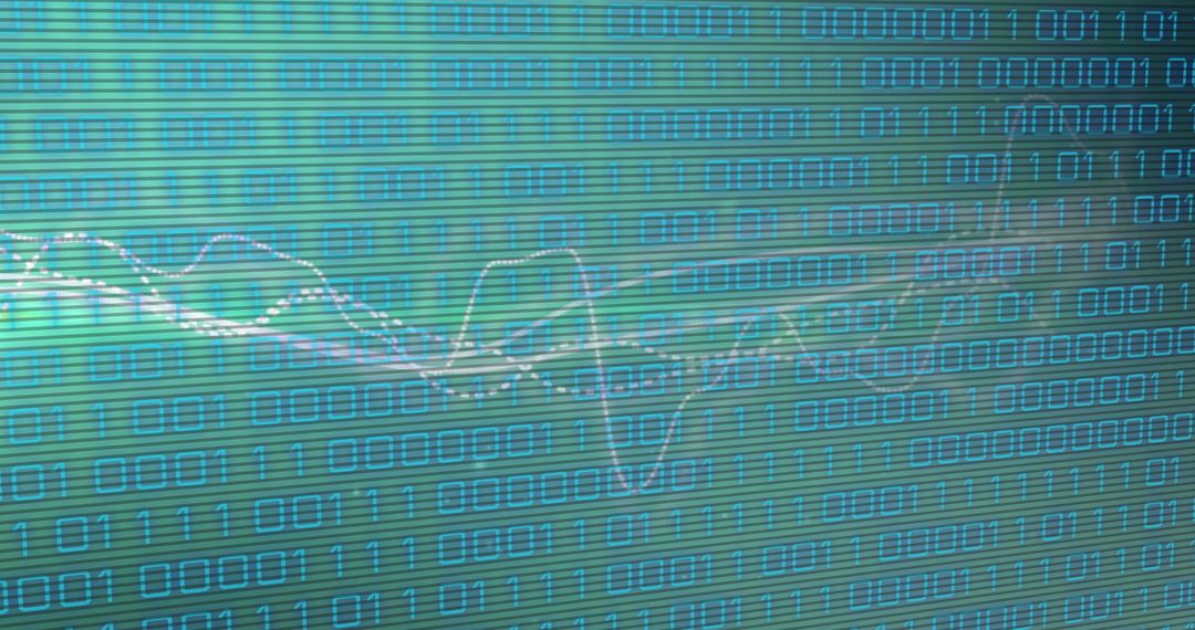 Binary code and network connections on digital screen