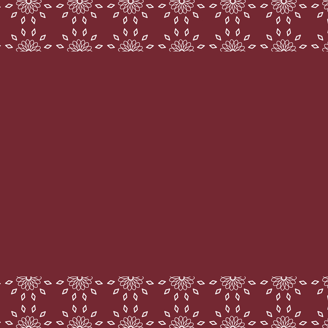 Red and White Floral Border Pattern on Transparent Background