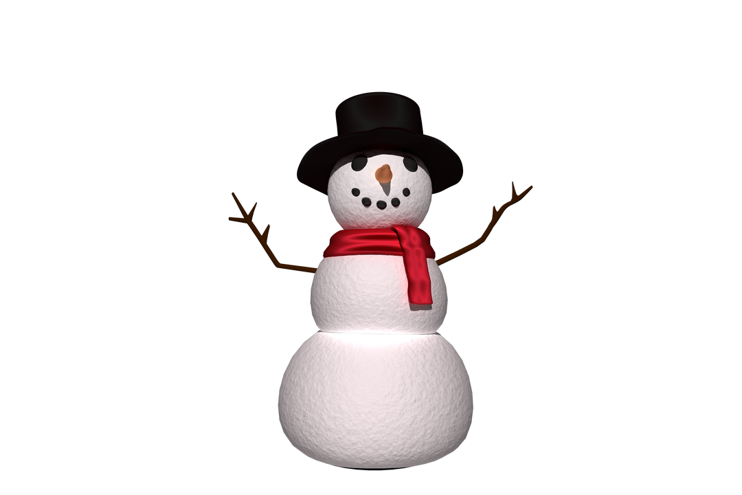 Smiling Snowman with Black Hat and Red Scarf on Transparent Background - Download Free Stock Images Pikwizard.com