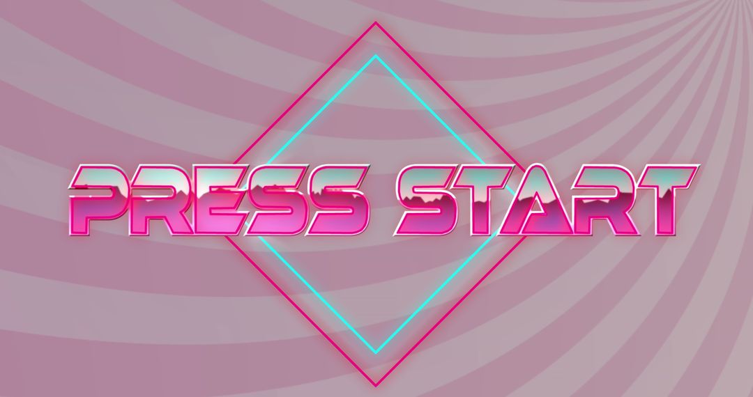 Retro Press Start Text with Neon Futuristic Design