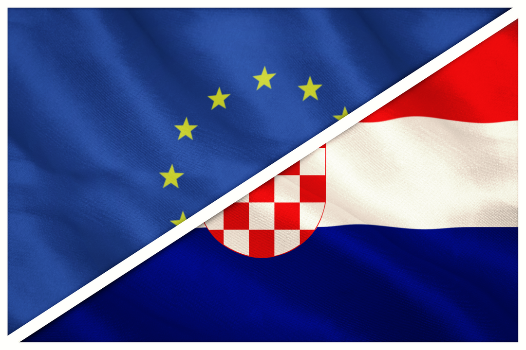 Transparent Close-Up of European Union and Croatian Flags Diagonal Split - Download Free Stock Images Pikwizard.com