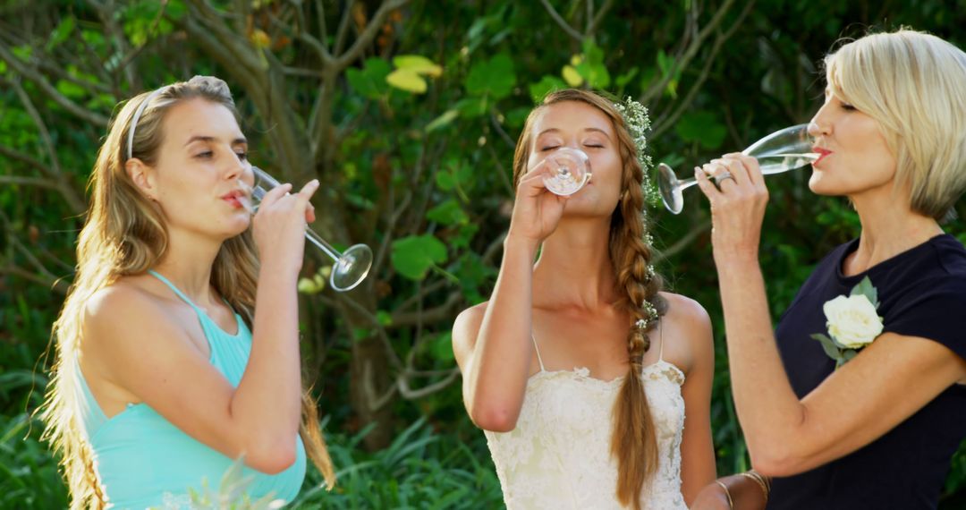 Joyful Wedding Toast with Bride and Bridesmaids - Free Images, Stock Photos and Pictures on Pikwizard.com