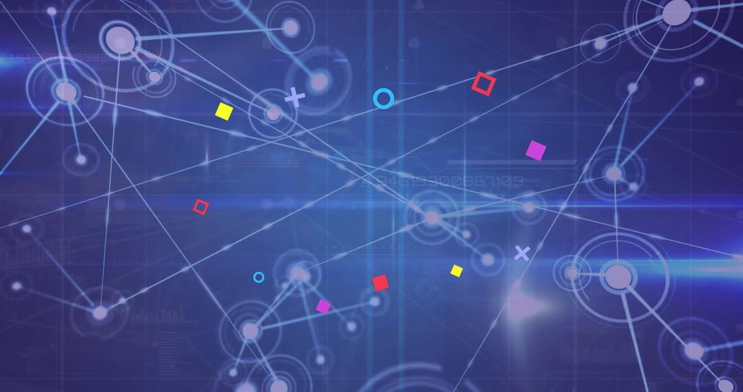 Glowing Network Nodes on Digital Blue Background