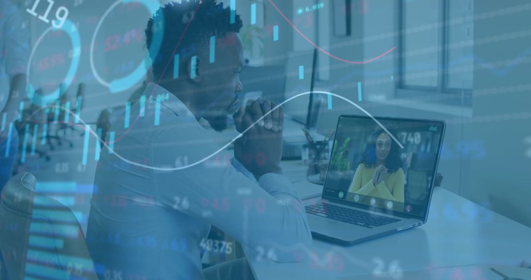 Businessman Analyzing Market Analytics Via Virtual Meeting