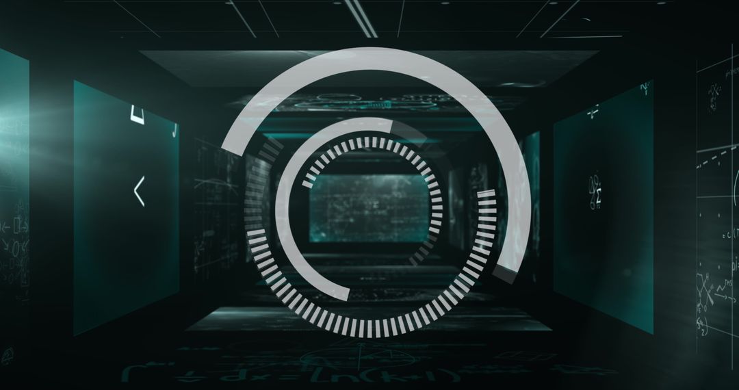 Spinning Circles with Mathematical Equations on Screens