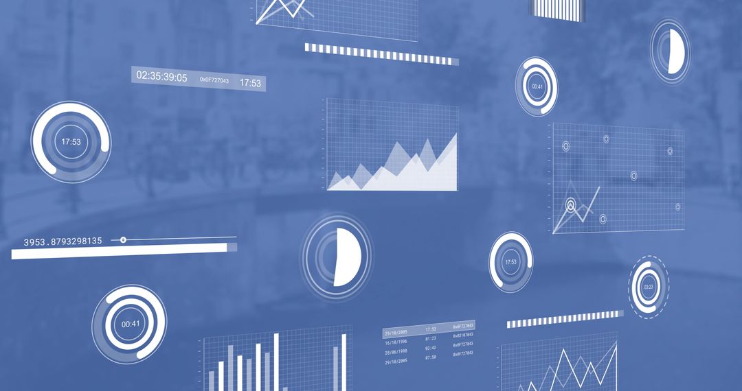 Digital Data Processing Over Blue Urban Background