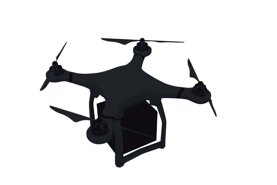 Drone Carrying Package on Transparent Background