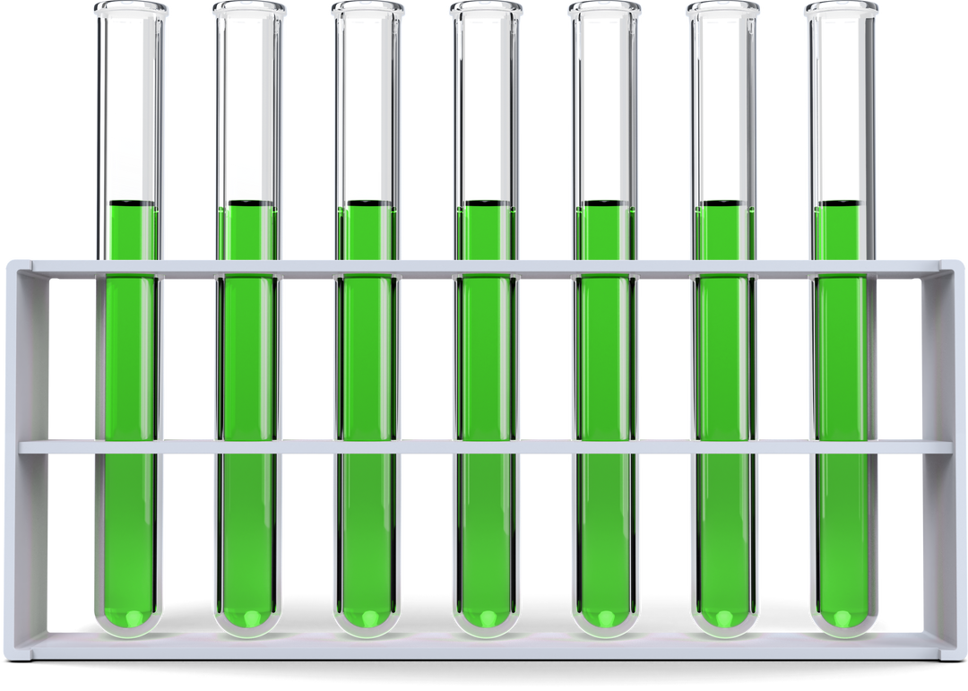 Close-up of Transparent Test Tubes with Green Chemical Solution in Rack - Download Free Stock Images Pikwizard.com