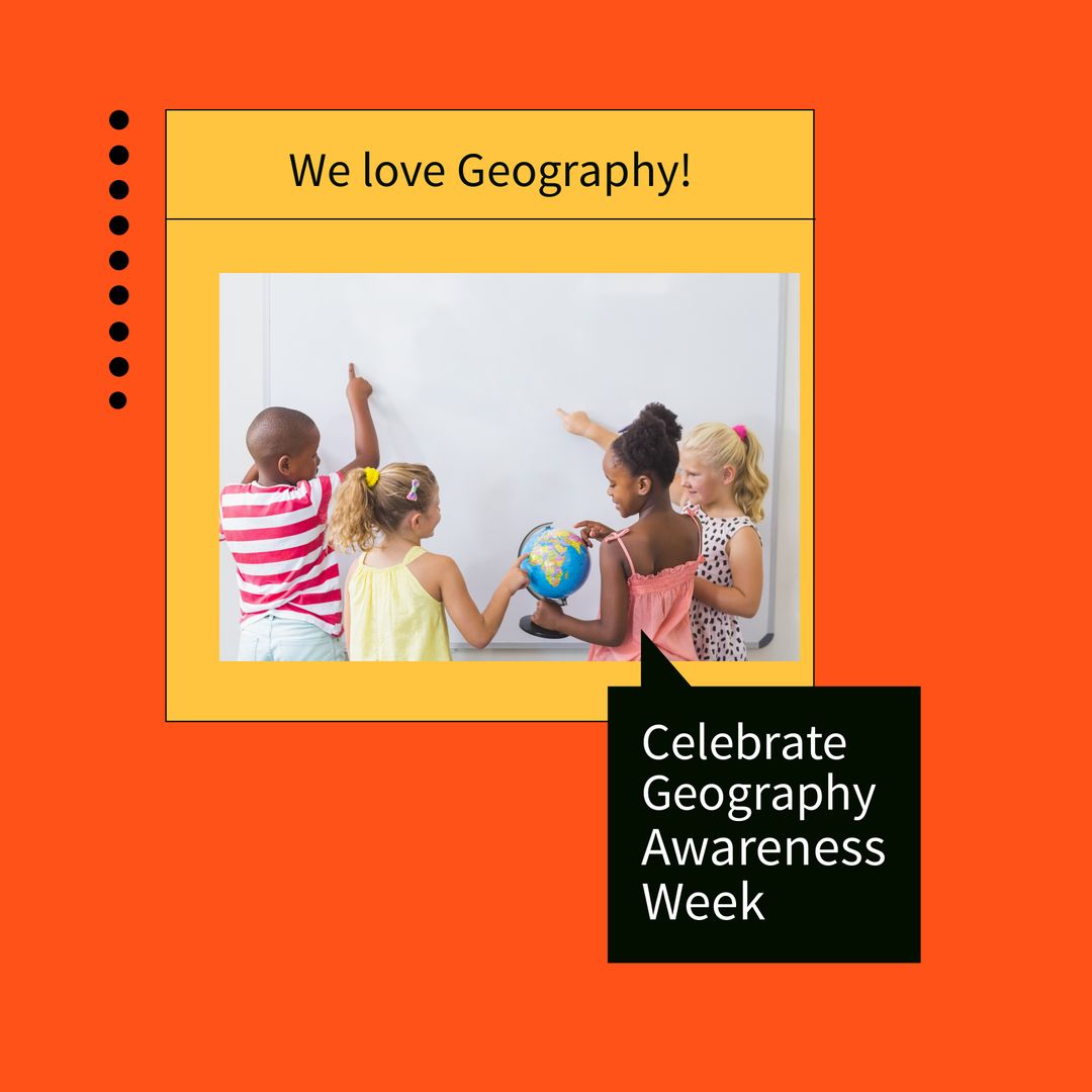 Diverse Children Celebrating Geography Awareness Week with a Globe