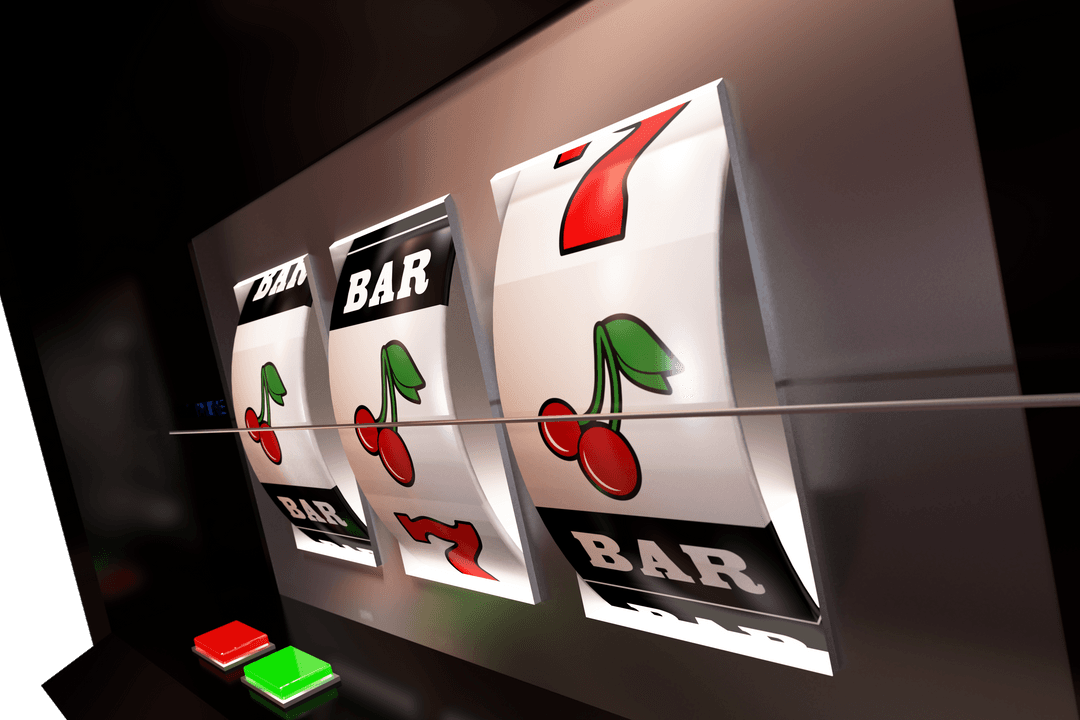 Transparent Slot Machine Displaying Winning Combinations