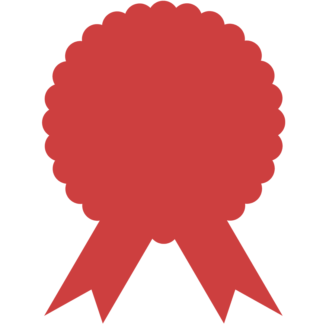 Red Badge with Ribbons on Transparent Background for Award Themes