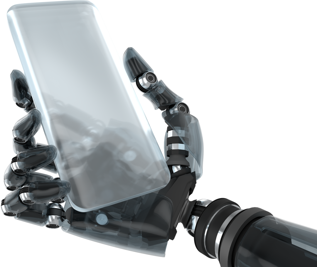 Robotic Hand Holding Transparent Smartphone Interface - Download Free Stock Images Pikwizard.com