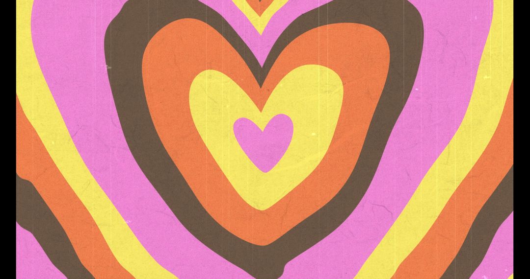 Vibrant Retro Heart Pattern on Pink Background