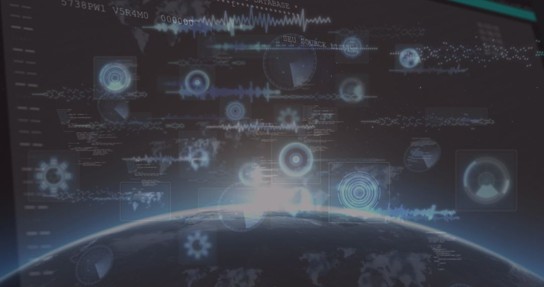 Digitally Generated Image of Global Data Stream Over Earth Horizon