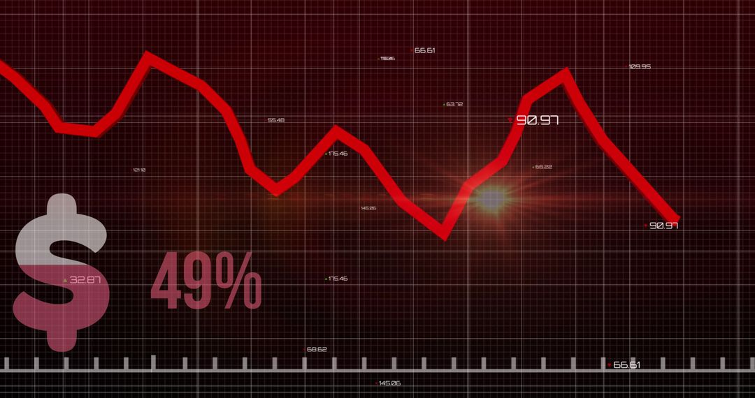 Declining Graph with 49% Reduction on Dark Digital Background