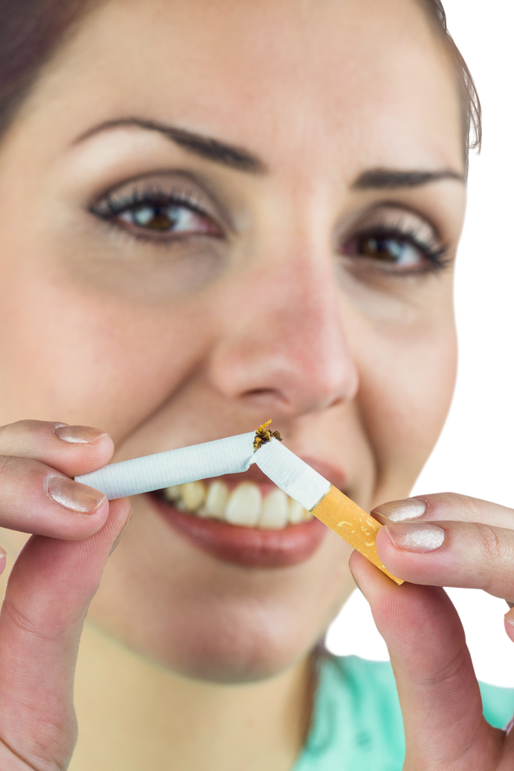 Caucasian Woman Breaking Cigarette Transparent Background Isolated - Download Free Stock Images Pikwizard.com