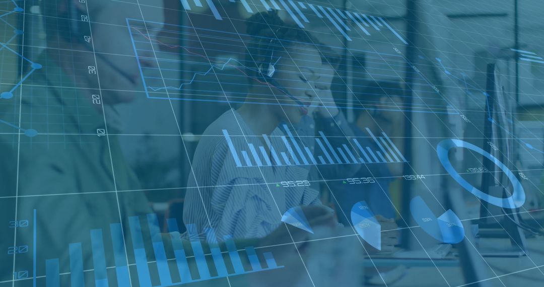 Customer Service Reps with Digital Heads-Up Display Charts