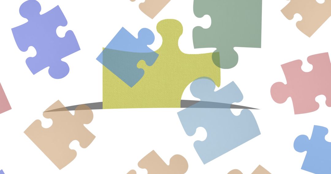 Floating Pastel Puzzle Pieces Over White Background