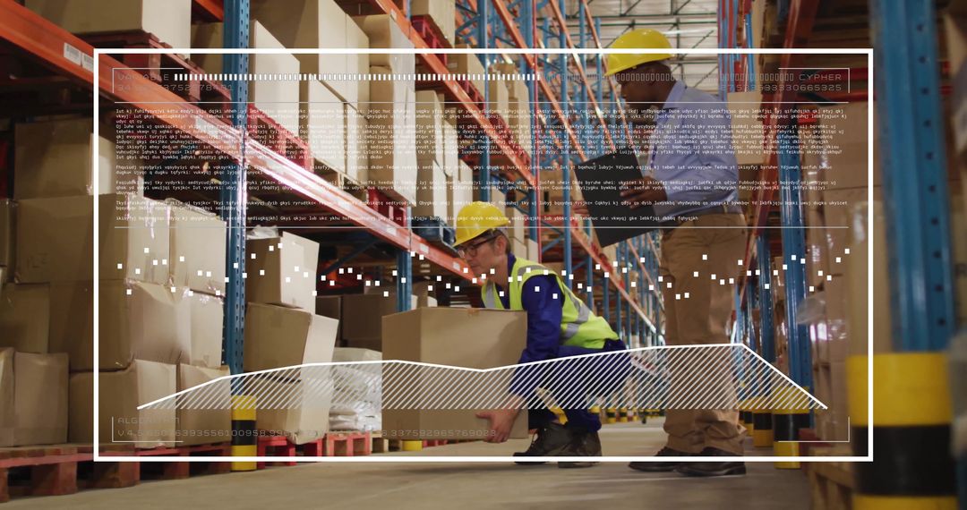 Warehouse Workers Using Technology for Efficient Inventory Management