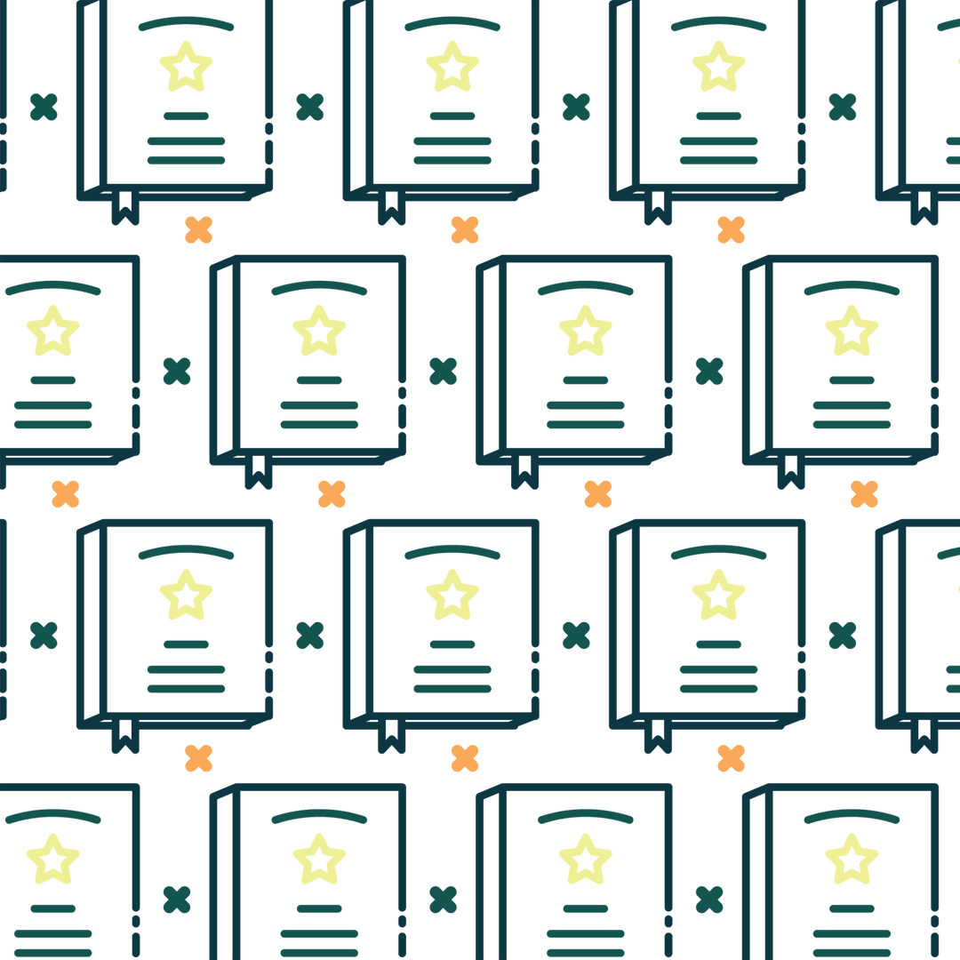 Colorful Repeated Books Pattern with Transparent Background