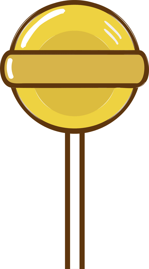 Flat Design Yellow Lollipop on Transparent Background