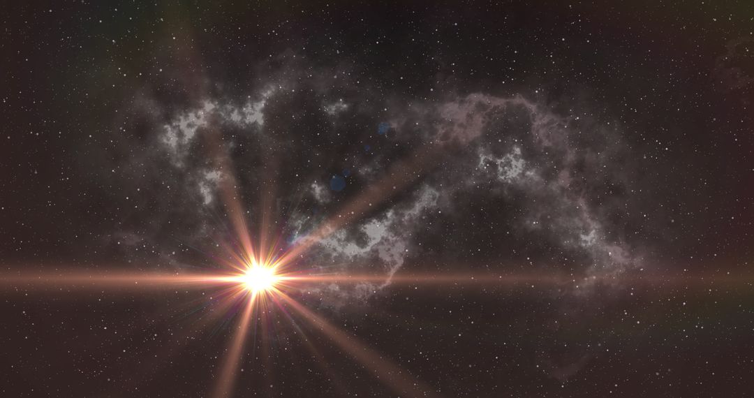 Glowing Celestial Light with Emanating Energy in Starry Sky