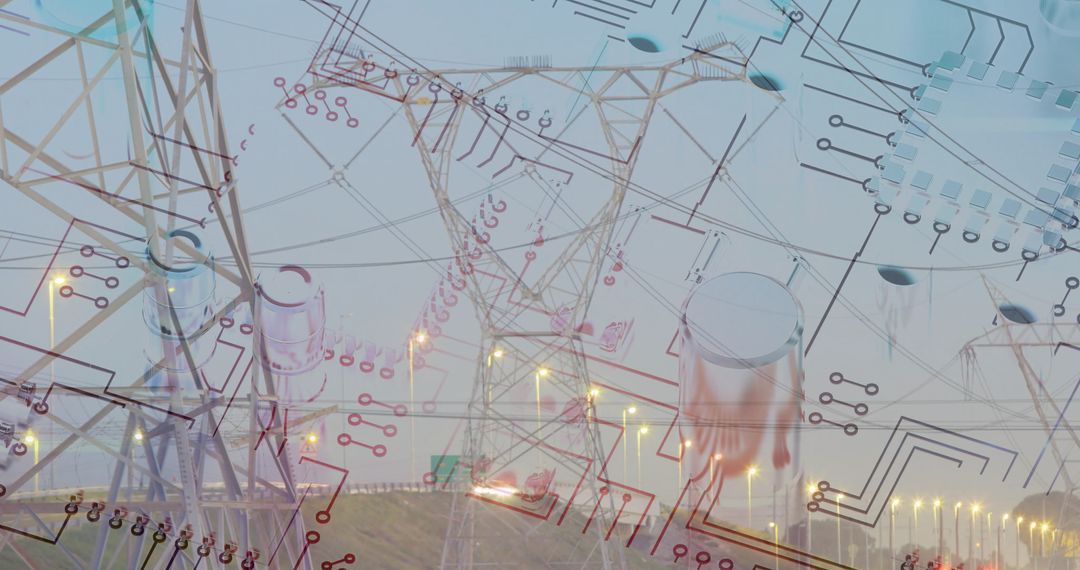 Innovative Power Infrastructure Photo Mix with Circuitry Diagrams